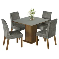 MADESA - Juego de Comedor Karina + 4 Sillas Marrón/gris/plata