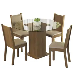 MADESA - Juego de Comedor Débora + 4 Sillas Marrón/beige