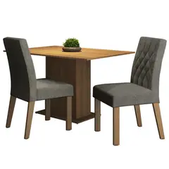 MADESA - Juego de Comedor Tainá + 2 Sillas Marrón/plata