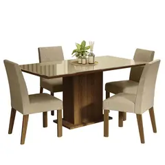 MADESA - Juego de Comedor Avril + 4 Sillas Marrón/crema/imperial