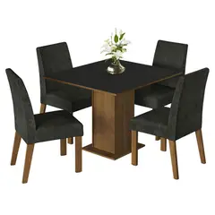 MADESA - Juego de Comedor Karina + 4 Sillas Marrón/negro/oxford