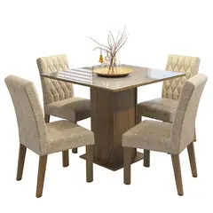 MADESA - Juego de Comedor Anaju + 4 Sillas Marrón/crema/imperial