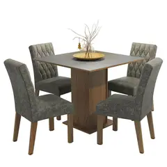 MADESA - Juego de Comedor Livia + 4 Sillas Marrón/gris/plata