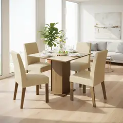 MADESA - Juego de Comedor Deise 4 Puestos Marrón/Crema/Imperial