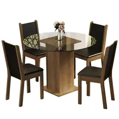 MADESA - Juego de Comedor Nanda + 4 Sillas Marrón/negro