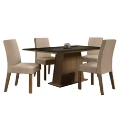 MADESA - Juego de Comedor Flavia + 4 Sillas Marrón/negro/imperial