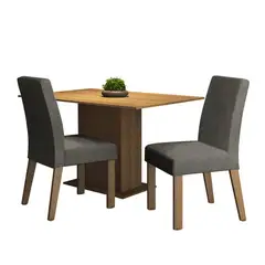 MADESA - Juego de Comedor Manu + 2 Sillas Marrón/plata