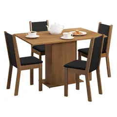 MADESA - Juego de Comedor Talita + 4 Sillas Marrón/Negro
