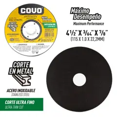 COVO - Disco Corte Metal 4 1/2"x1/20"x7/8" Plano Display x 25