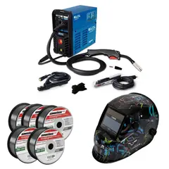 ELITE - Soldador Inversor Multipropósito 130A + Careta + 5 Rollos Sold