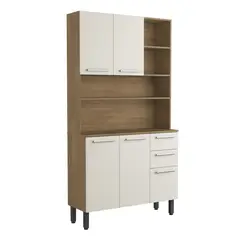 BERTOLINI - Alacena Despensa De 105Cm Con Mesón En Mdp 5 Puertas 2 Cajones Blanco