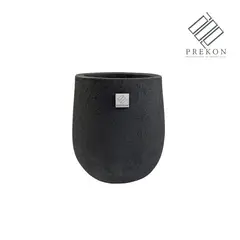 PREKON - Matera En Cemento Tipo Gota De 30 Cm Alto X 24 Cm Diametro Texturizada Color Negro