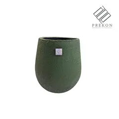 PREKON - Matera En Cemento Tipo Gota De 30 Cm Alto X 24 Cm Diametro Texturizada Color Verde