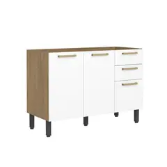 BERTOLINI - Mueble Inferior de Cocina de 120cm En Mdp Sin Meson 3 Puerta 2 Cajones Blanco