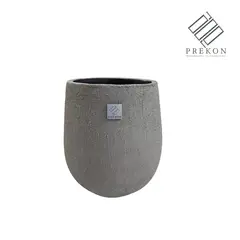 PREKON - Matera En Cemento Tipo Gota De 30 Cm Alto X 24 Cm Diametro Texturizada Color Gris