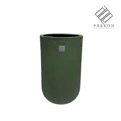PREKON - Matera En Cemento Tipo Gota De 60 Cm Alto X 33 Cm Diametro Texturizada Color Verde