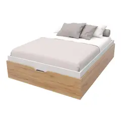 MADERKIT - Cama Doble Baúl Emily 140cm 45.7x150x201cm Duna Blanco