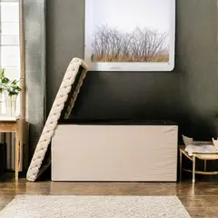 KAIU HOME - Puff Baul Rubi Tela Extra Suave Blanco