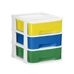 RIMAX - Gavetero Infantil Plastico Pequeño 3 Cajones 21X24X25 cm Amarillo/Azul/Verde