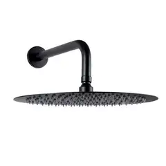 GRIFOS CENTER - Regadera Ducha Redonda Negro Mate 15Cm +Tubo