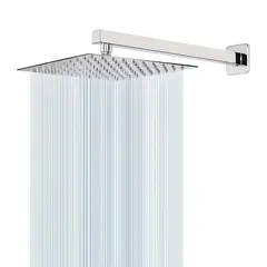 GRIFOS CENTER - Regadera Ducha Acero Inox.Cuadrada 25Cm+Tubo Cuadrado