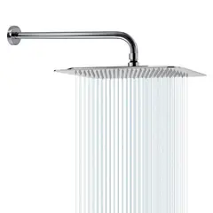 GRIFOS CENTER - Ducha Regadera Acero Inox. Cuadrada 30Cm + Tubo