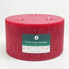 ILUMINATA - Velón 3 Mechas 16x8cm 1200gr Roja