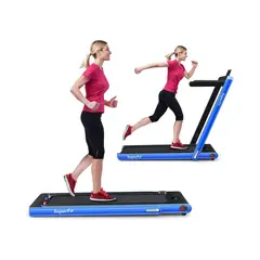 GYMAX - Caminadora Plegable 2 en 1 con Bluetooth y Control Remoto