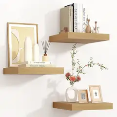 undefined - Estanterías Flotantes para Pared con Soportes Invisibles de Madera