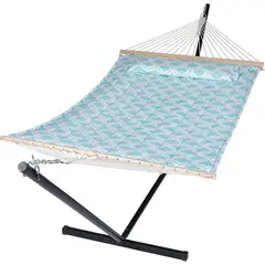 undefined - Hamaca Doble Extragrande Suncreat Con Soporte De Madera Y Almohada