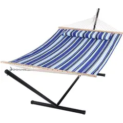 SUNCREAT - Hamaca Azul Marino con Soporte 12 ft y Tela Acolchada Doble