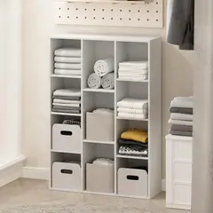 FURINNO - Organizador de Once Cubos en Madera Laminada Color Blanco para Closet