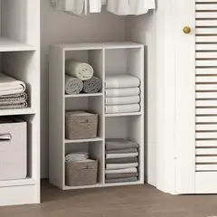 FURINNO - Organizador de Cinco Cubos en Madera Laminada Color Blanco para Closet