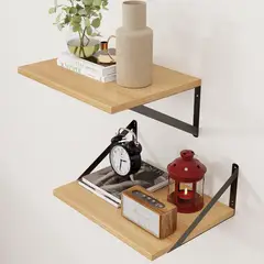 undefined - Estantes Flotantes de Roble Rústico