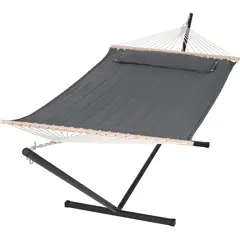 undefined - Hamaca SUNCREAT Doble con Soporte Portátil y Almohada Acolchada Integrada