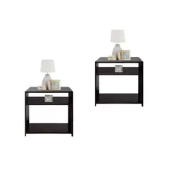 JKASSEM - Set De Mesas De Noche Auxiliares En Color Wengue