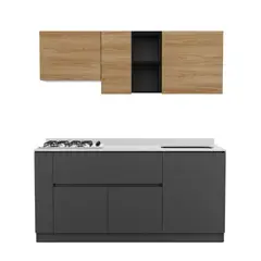 CORONA - Cocina Integral Savona Plus 1.80 Metros Incluye Mesón Poceta Derecha en SinteredStone® Con 4 Fogones A Gas