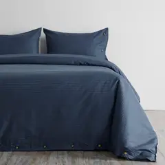 DISTRIHOGAR - Cover Duvet - Funda Plumón 300 Hilos Algodón Sateen Stripe 0.5 Azul Extradoble