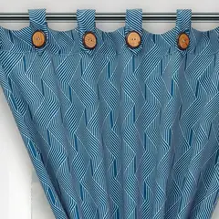 BYLMO - Cortina Blackout Cubista Azul Oscuro 270X220Cm Horizontal Botón