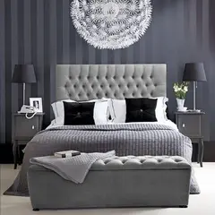 EKONOMODO COLOMBIA - Combo Cama King 200x200x140 + Puff Baúl con Colchón Pillow Paris Gris Plata