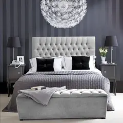 EKONOMODO COLOMBIA - Combo Cama King 200x200x140 + Puff Baúl con Colchón Pillow Paris Gris Perla