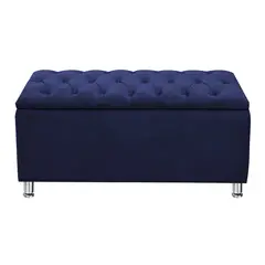 EKONOMODO COLOMBIA - Baul de Lujo Moderno Capitoneado Azul 200x40x50