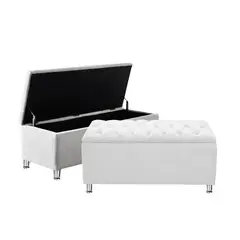 EKONOMODO COLOMBIA - Baul de Lujo Moderno Capitoneado Blanco 200x40x50