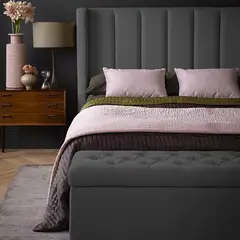 EKONOMODO COLOMBIA - Combo Cama King 200X200X140 + Puff Baúl King Julieta Gris Plomo