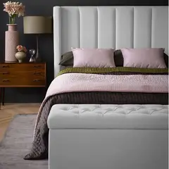 EKONOMODO COLOMBIA - Combo Cama King 200x200x140 + Puff Baúl King Julieta Gris Perla