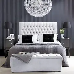 EKONOMODO COLOMBIA - Base Cama + Cabecero + Puff Baúl Doble Paris Blanco 140x190x150