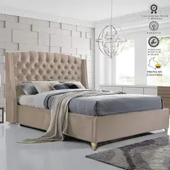 EKONOMODO COLOMBIA - Base Cama + Cabecero Doble Italia Taupe 140X190X150