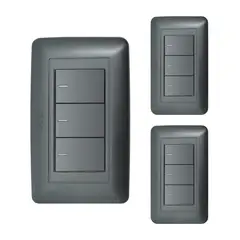 GENERICO - Interruptor Triple Amanecer Negro Mate X 3 VCP