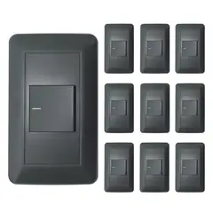 GENERICO - Interruptor Sencillo Negro Mate Línea Amanecer X 10 VCP