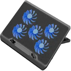 52 BITS - Base Refrigerante Soporte Portatil Gamer 5 Ventiladores Lcd Negro